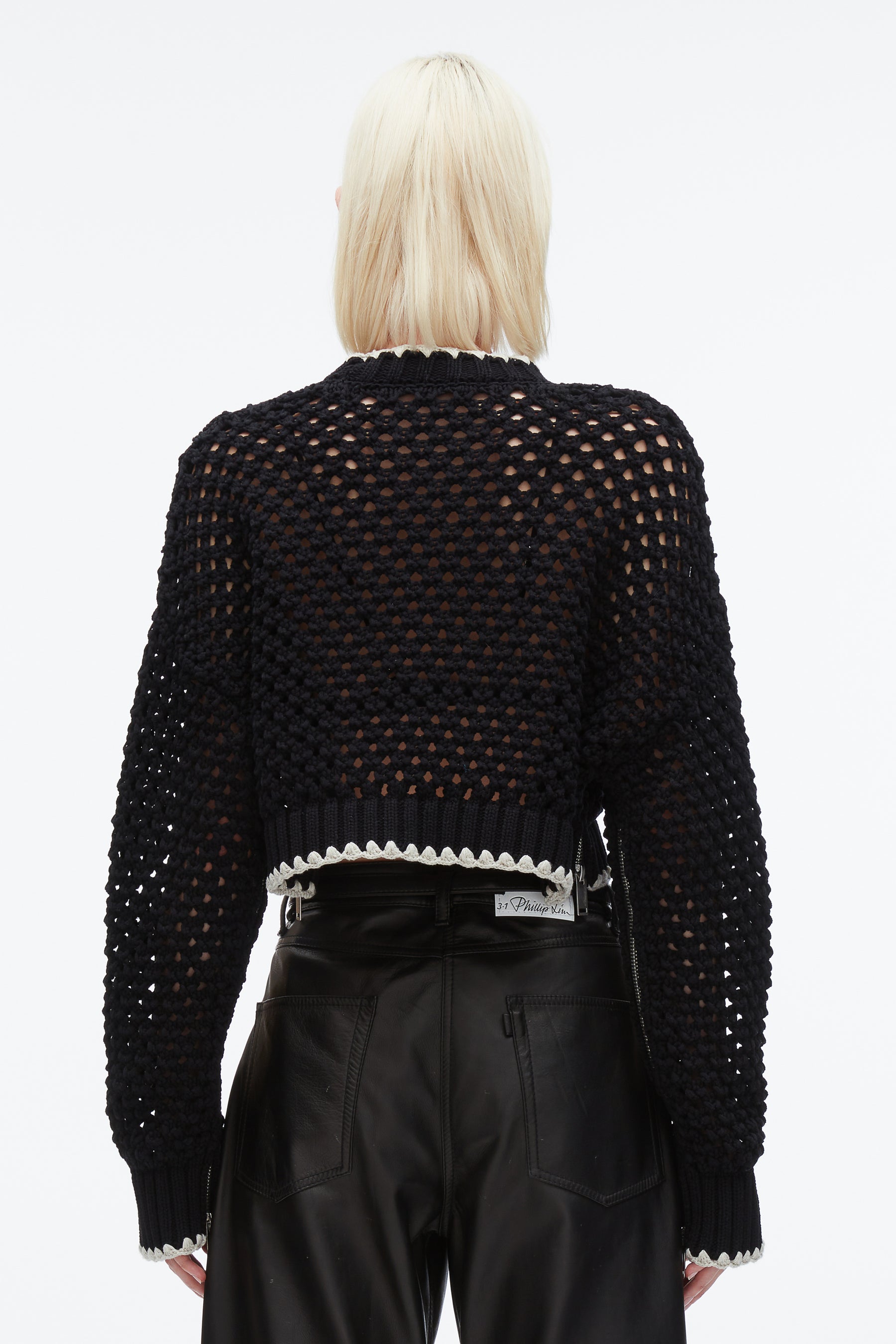 Open Work Cropped Sweater