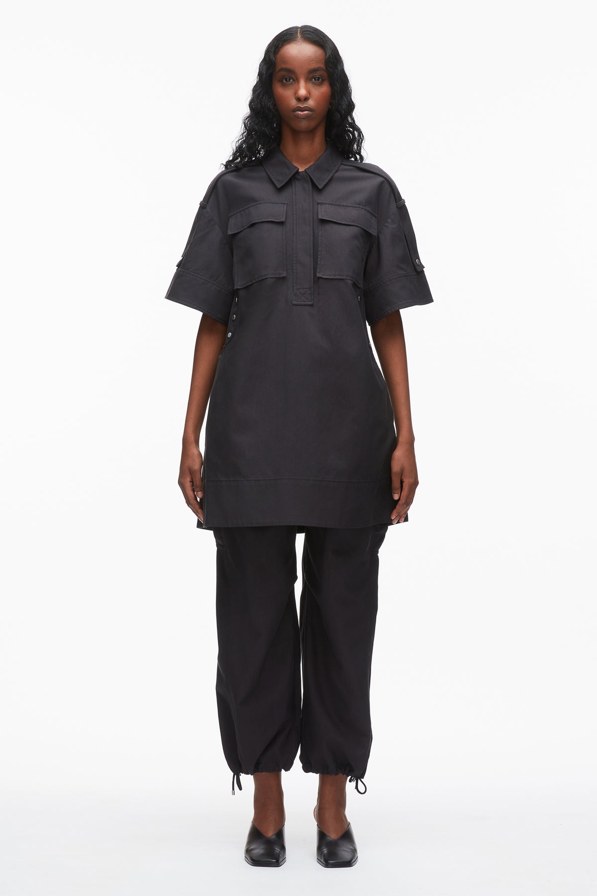3.1 phillip lim layered look utility dress Shift Shirt - MIDNIGHT and a hidden placket—its