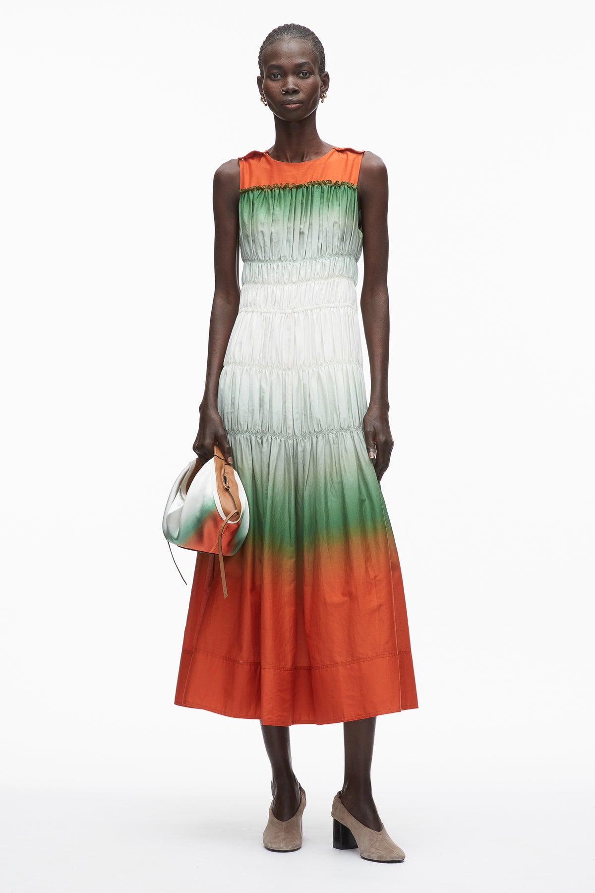 Ombré Voile Gathered Maxi Dress - Storm CANYON MULTI