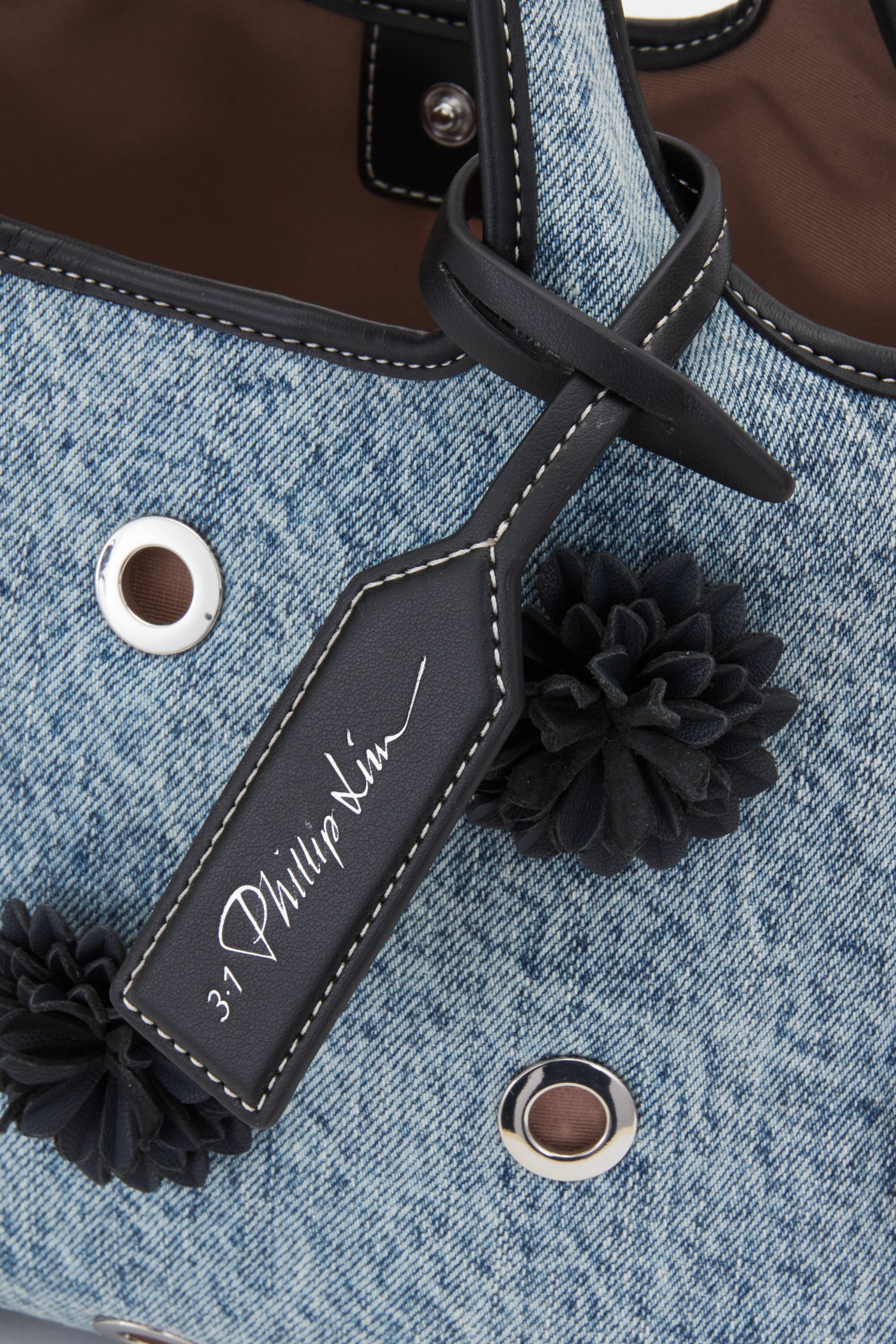 Denim Mini Market Tote with Leather Flowers – 3.1 Phillip Lim