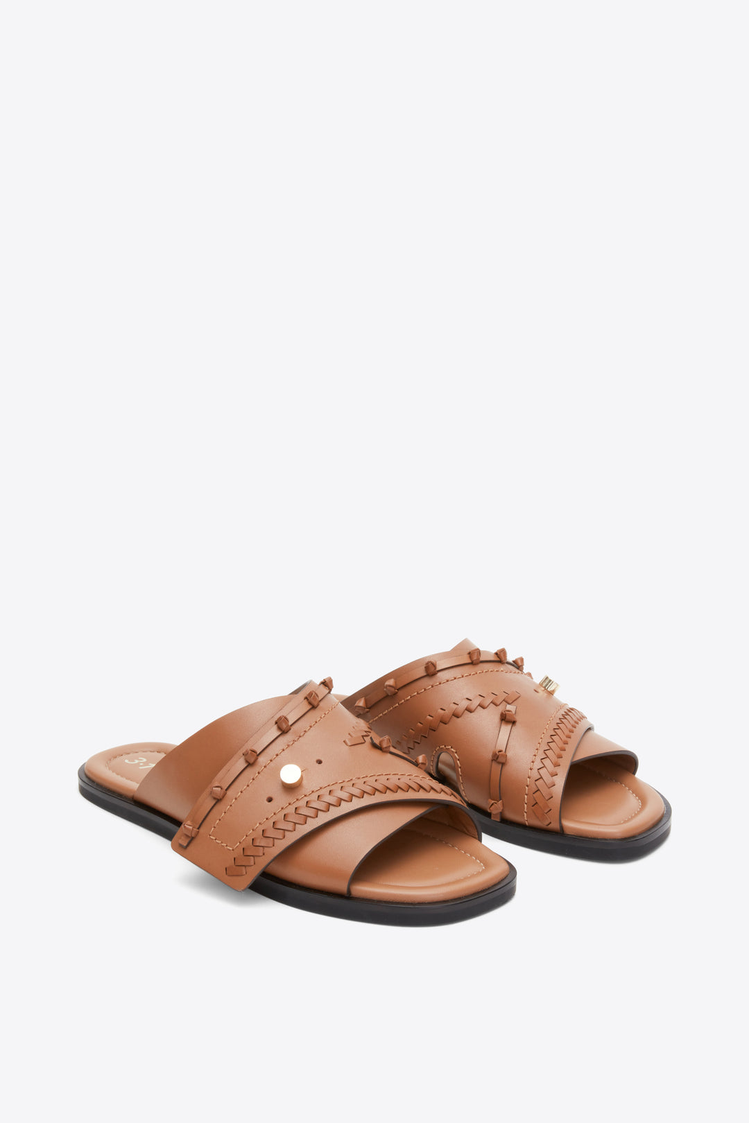 Crossover Slide Sandal with Leather Craft