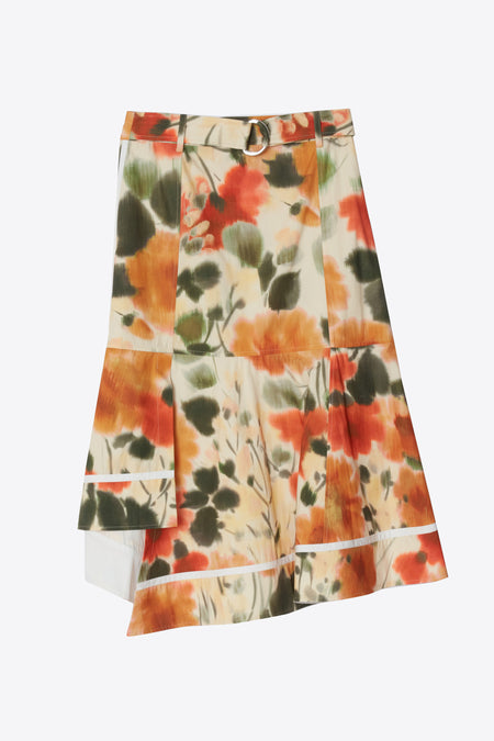Blurred Marigold Asymmetric Panel Skirt