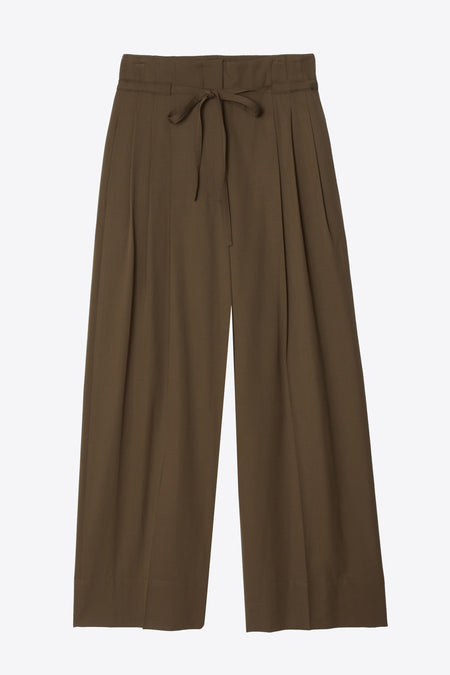 Relaxed Wool High Waist Wide-Leg Crop Pant