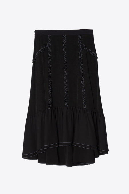 Ruffle Skirt With Contrast Topstitching
