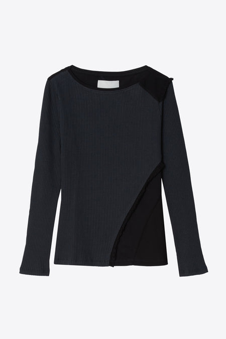 Long Sleeve Studded Sweatshirt With Poplin Back Panel