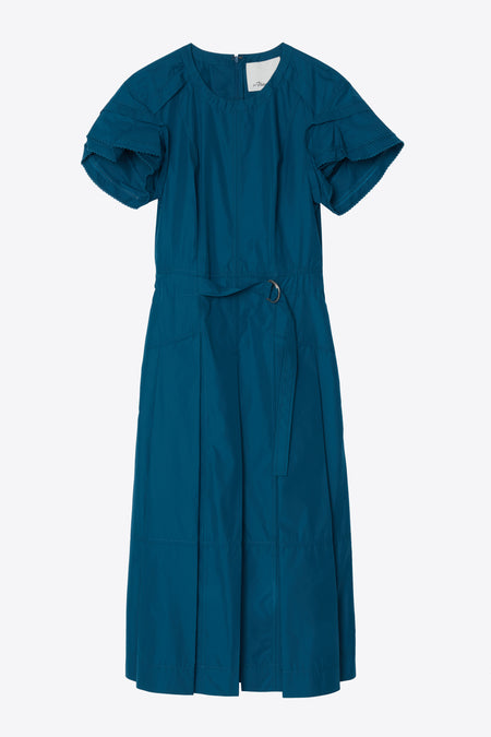 Long Sleeve Shirt Dress With Cascade Drape