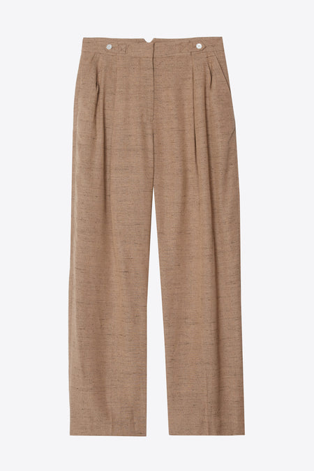 Wide Leg Double Pleat Trouser