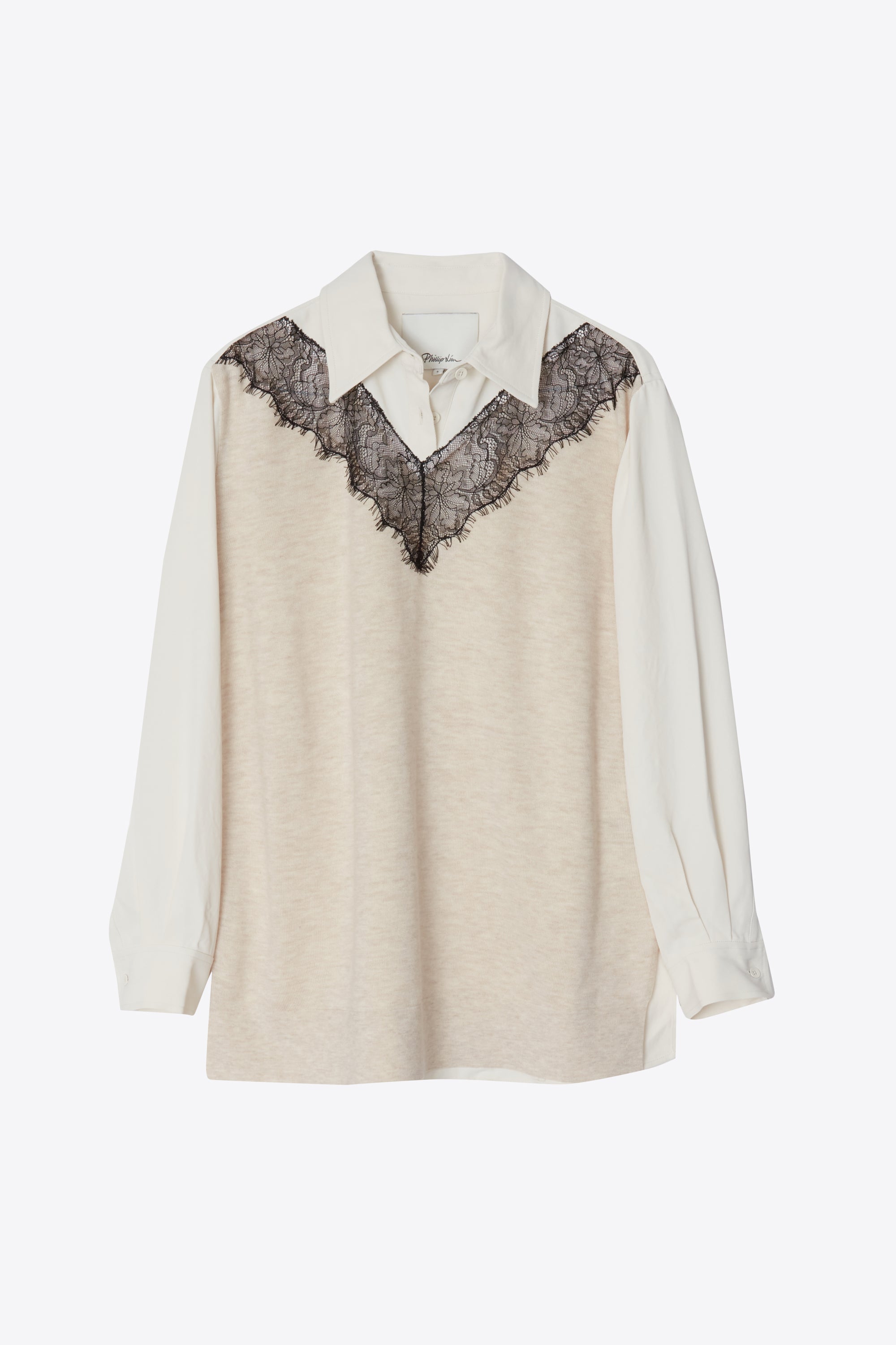Knit Combo Shirt With Lace Inlay – 3.1 Phillip Lim