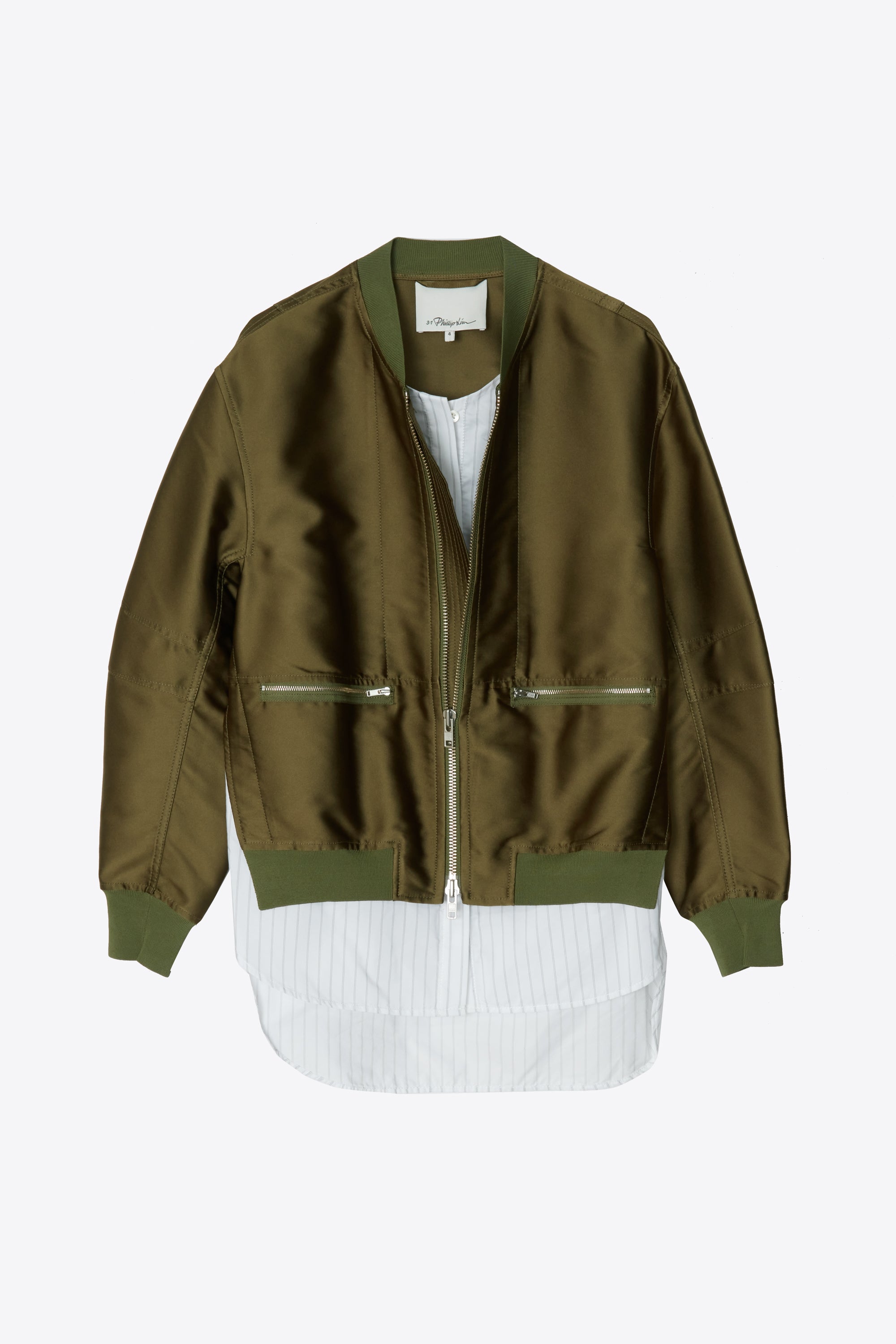 Women Layered Bomber Jacket | Bomber W Cardigan Ribs and Tro – 3.1