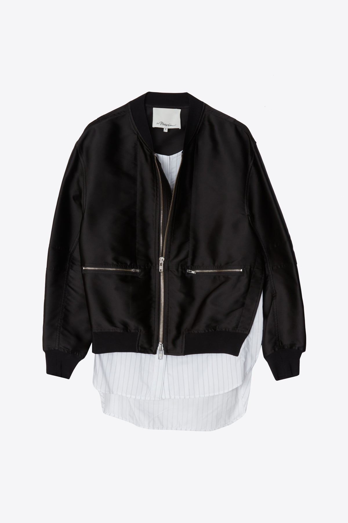 Women Layered Bomber Jacket | Bomber W Cardigan Ribs and Tro – 3.1 
