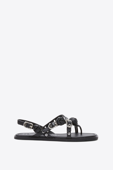 Strappy Eyelet Sandal with Rosettes