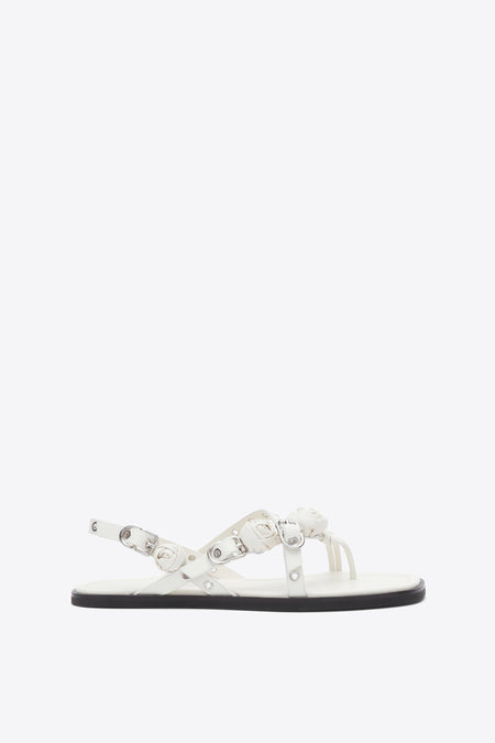 Strappy Eyelet Sandal with Rosettes