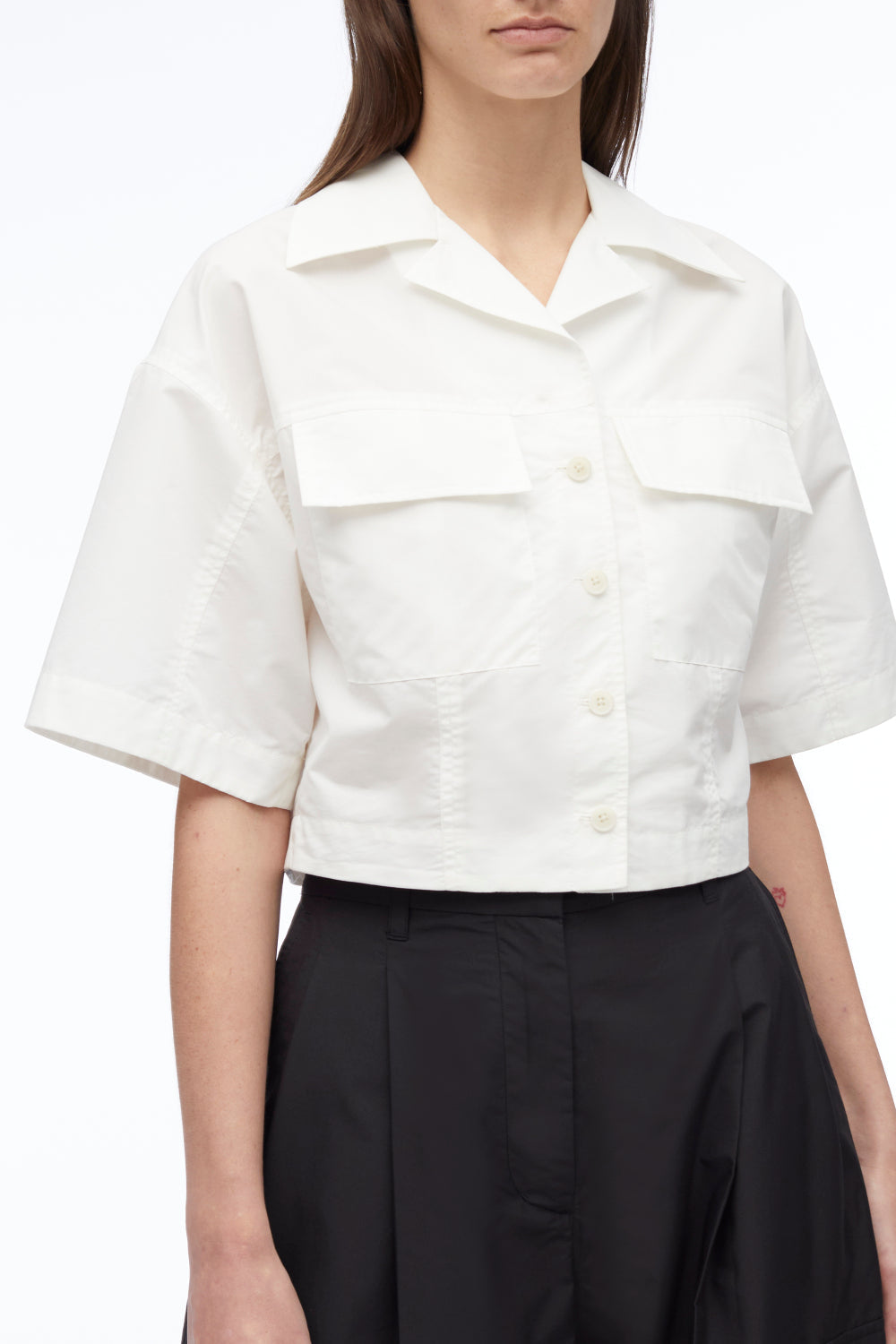 Short Sleeve Cropped Poplin Shirt