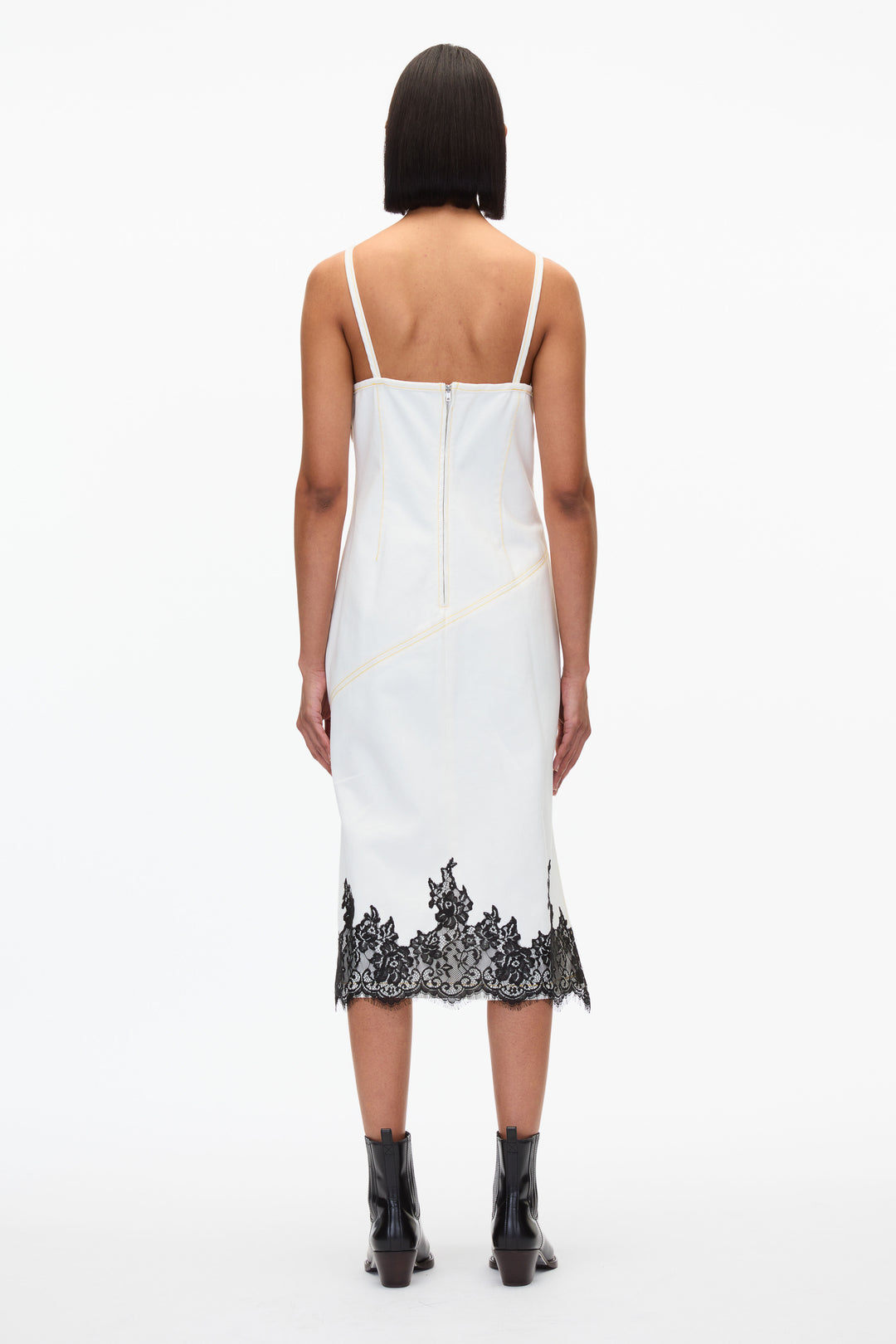 Stonewashed Denim Slip Dress With Lace