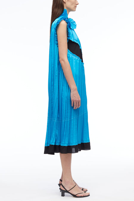 Pleated Satin Sleeveless Dress