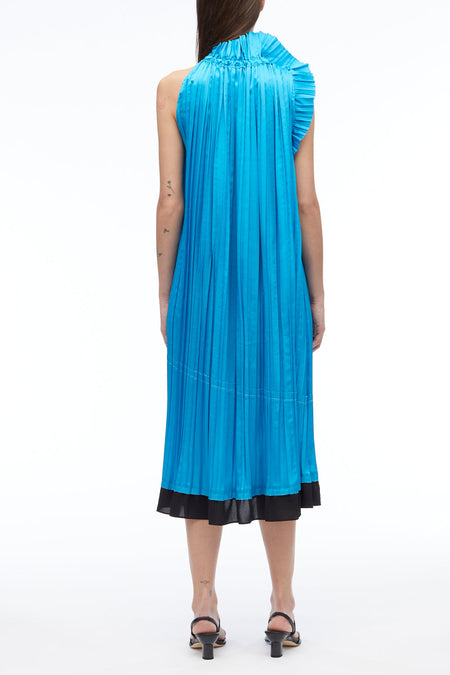 Pleated Satin Sleeveless Dress