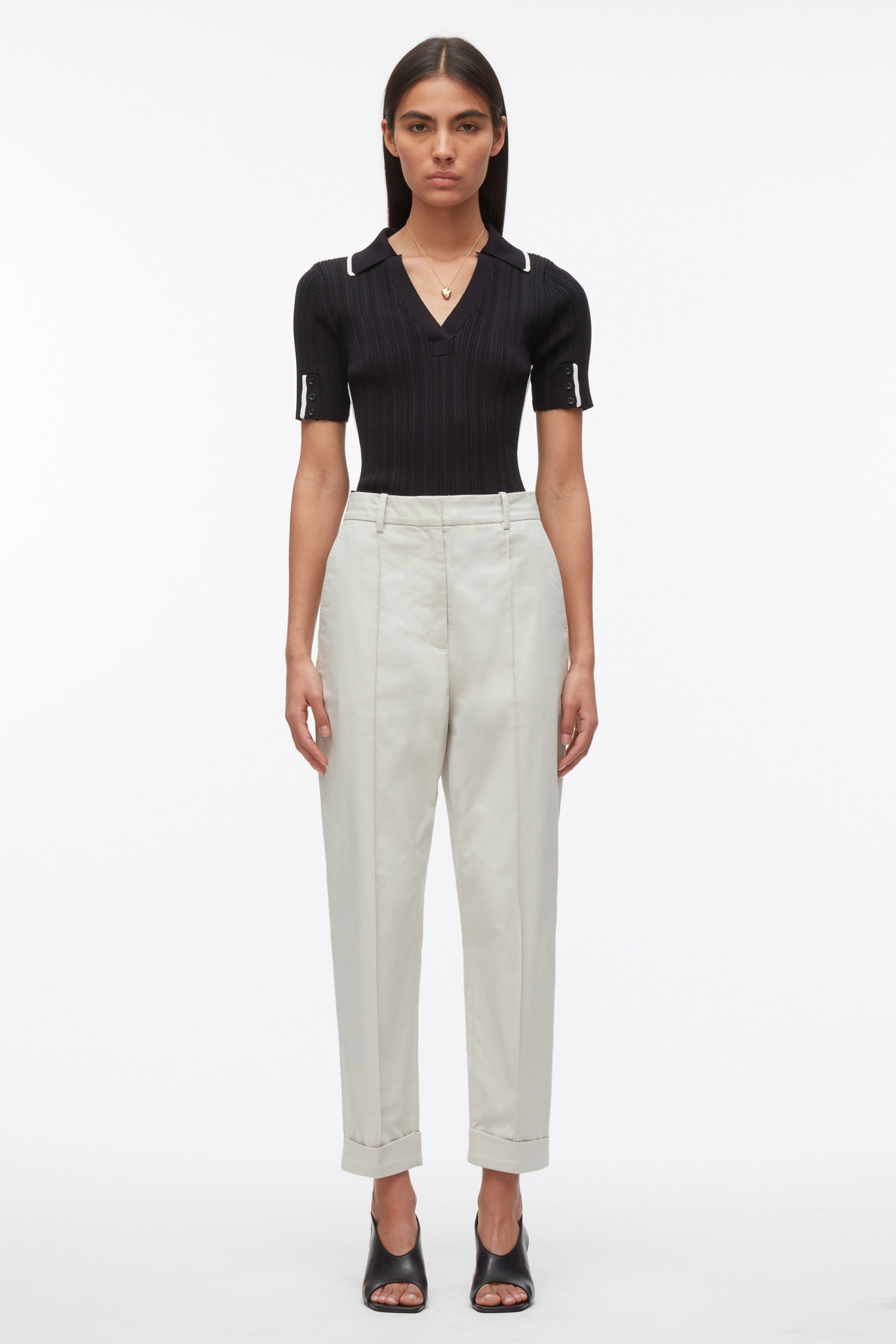 3.1 Phillip Lim◇21SS/WIDE LEG CROPPED PANTS/ボトム/コットン/GRN