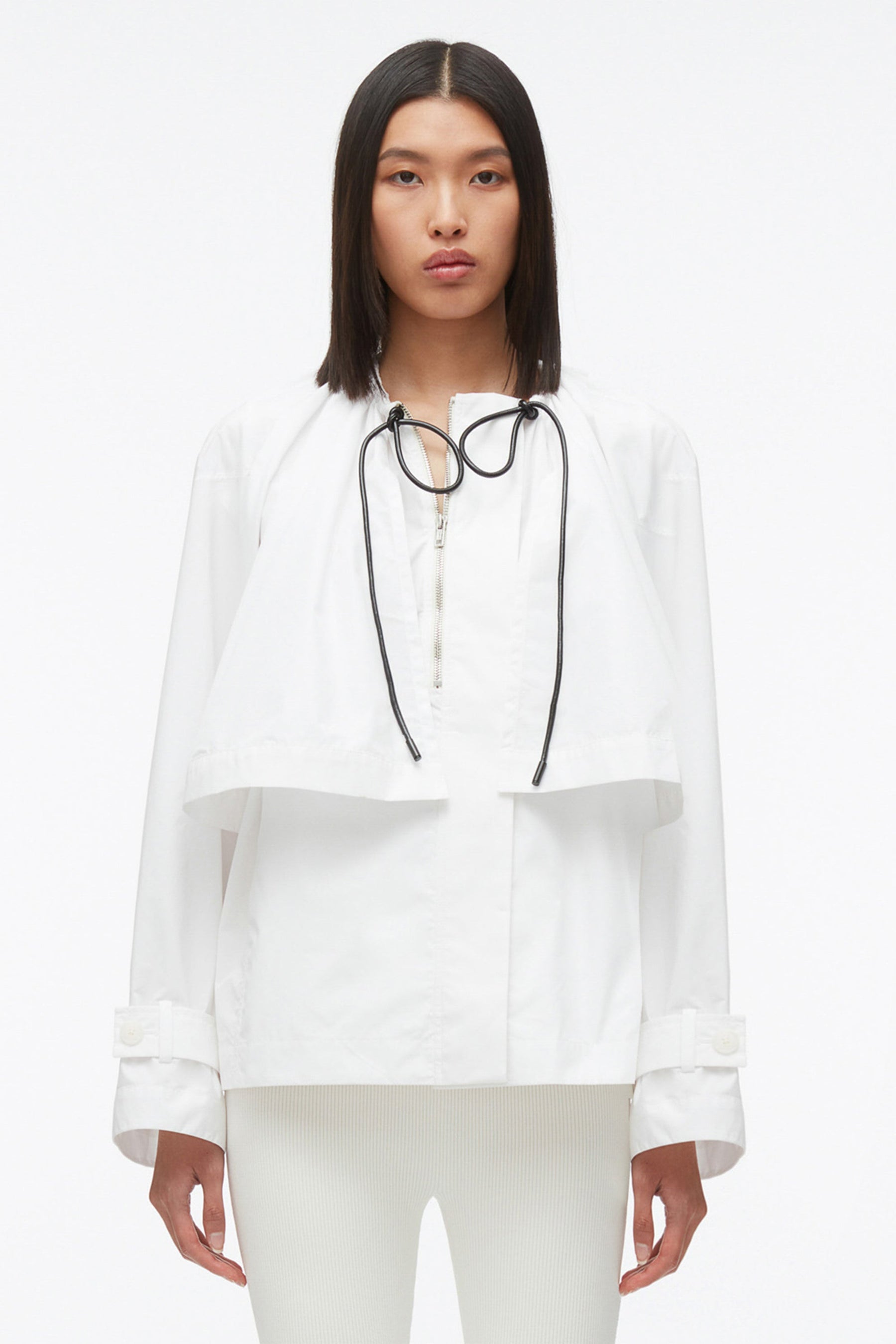 Midi poplin Parka Blouson in cotton with logo embroidery