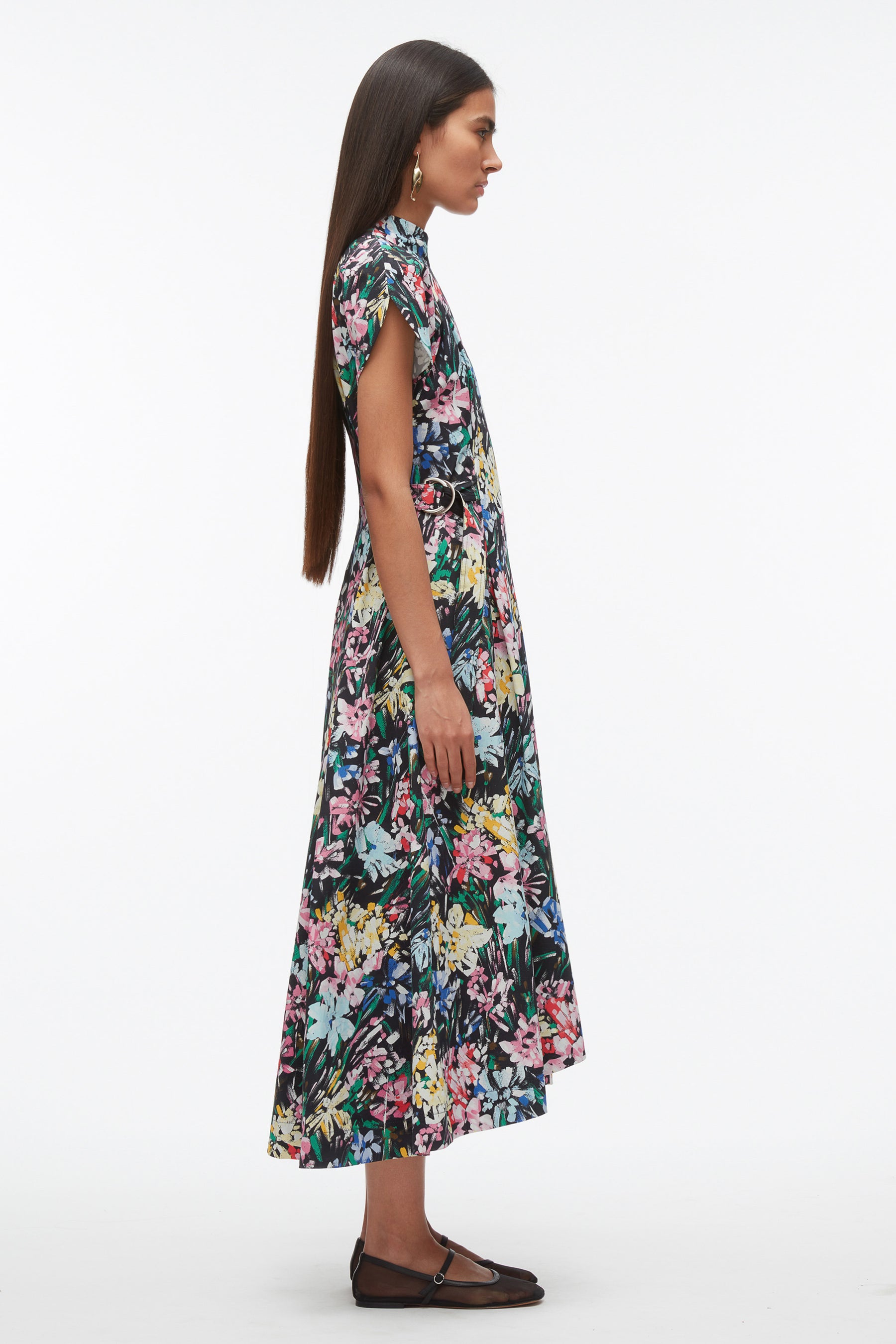 Flowerworks Puff Sleeve Flare Dress