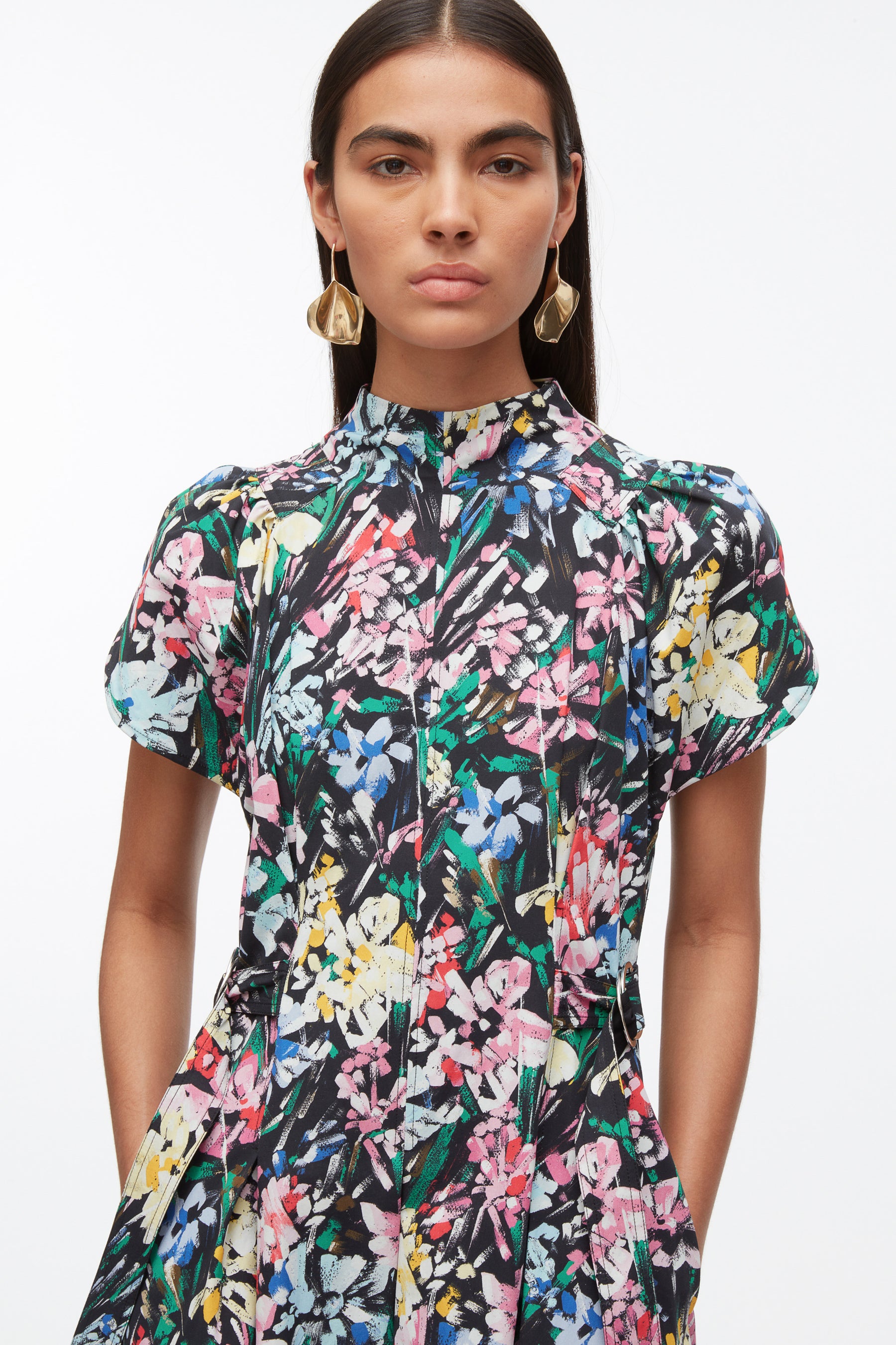 Flowerworks Puff Sleeve Flare Dress