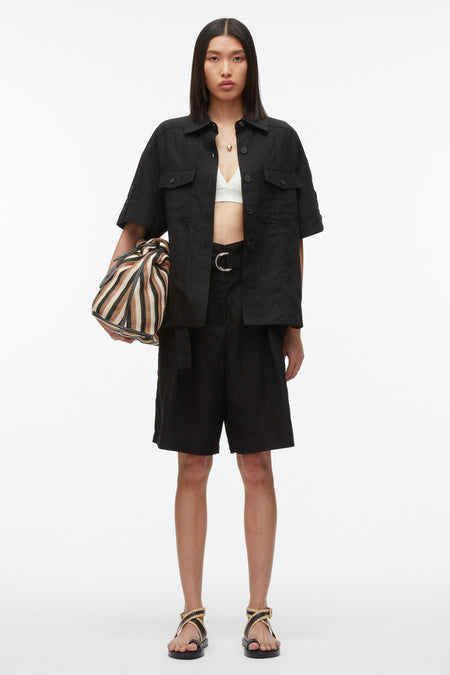 Oversized Knit Vest with Poplin Sleeves