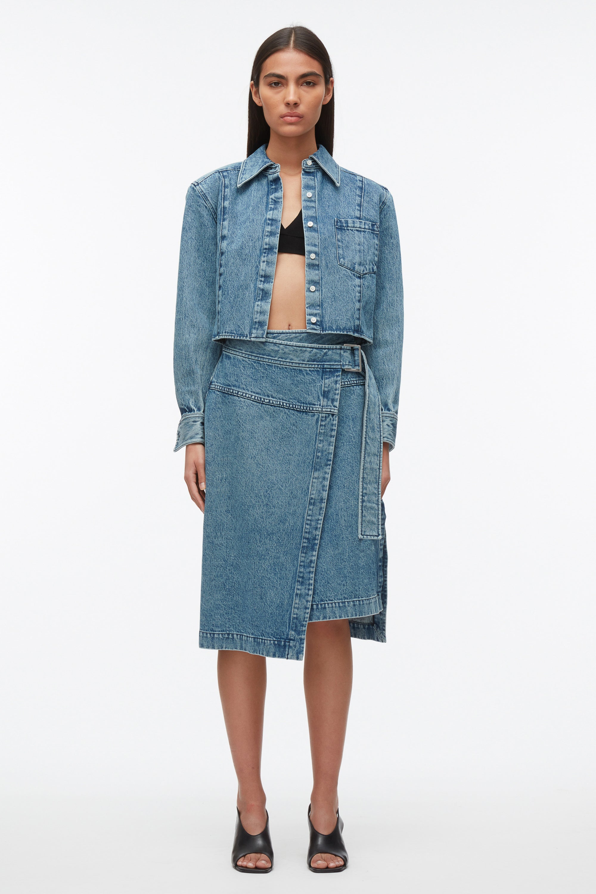 Zara denim hotsell wrap skirt