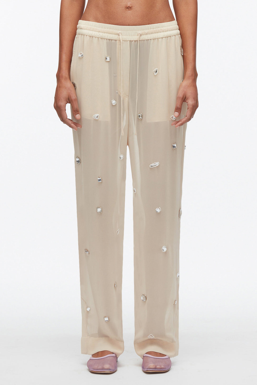 Halo Embroidered Chiffon Pant