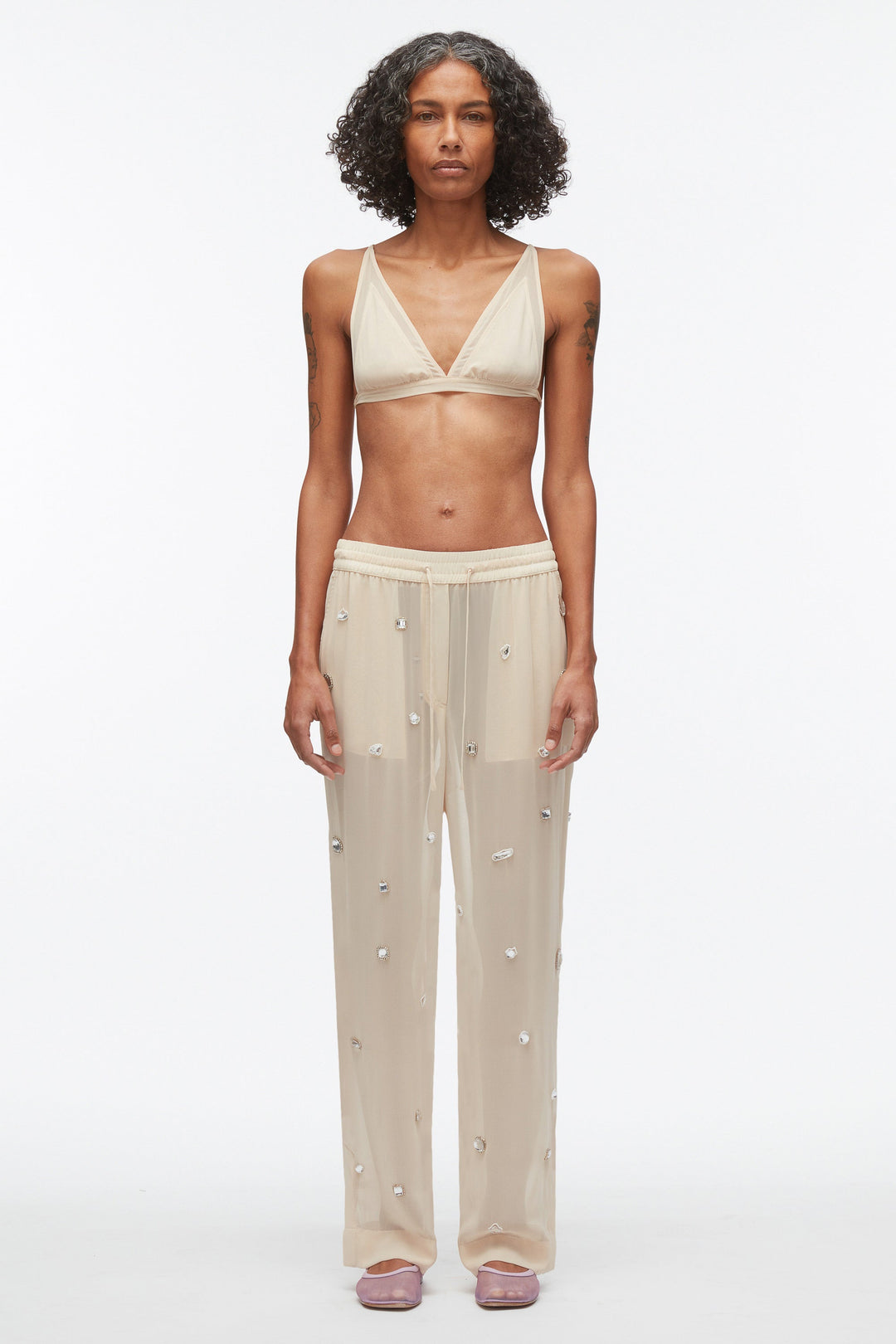 Halo Embroidered Chiffon Pant