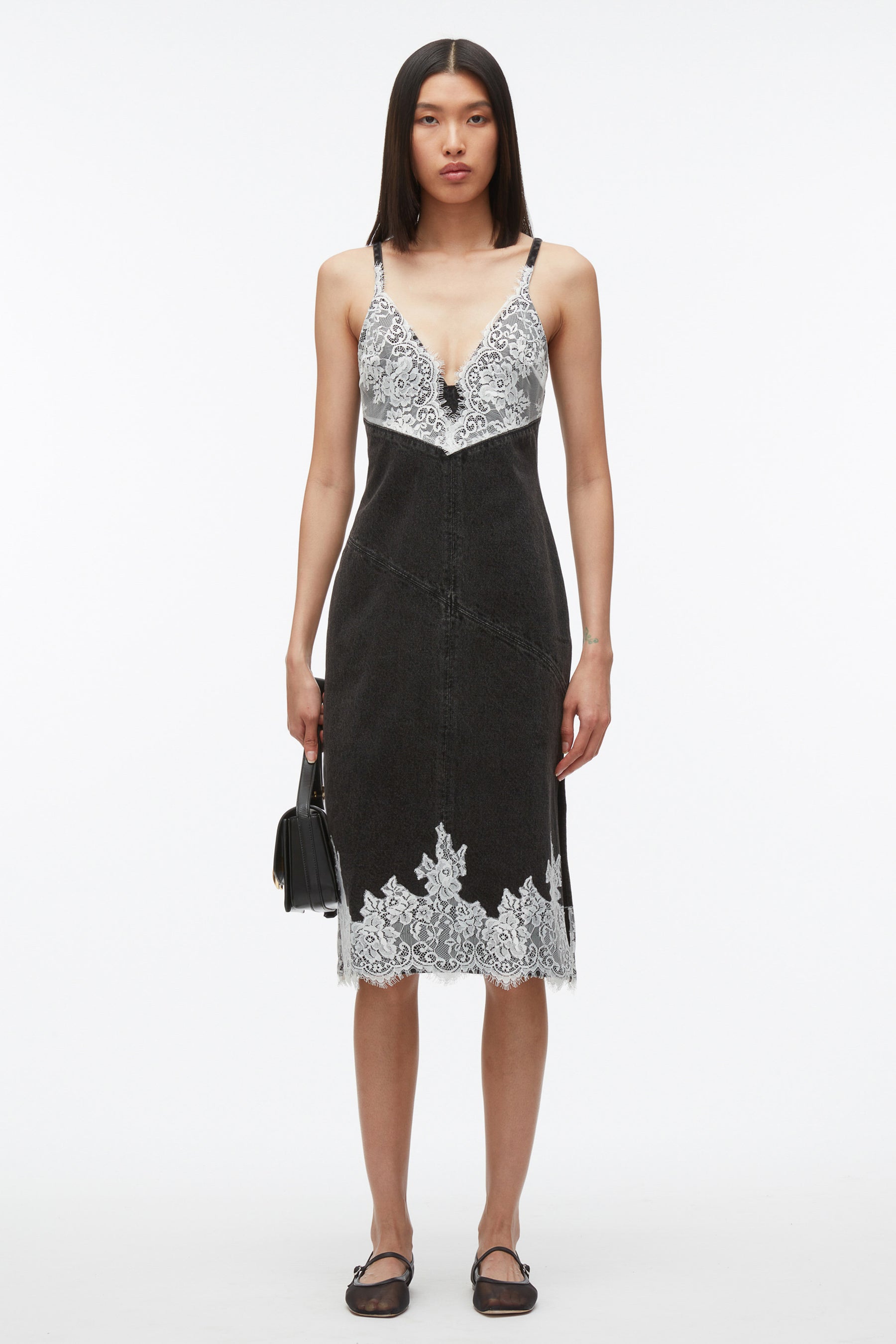 chinese dress ladies Lace Denim Dress – FamousElle main image 1