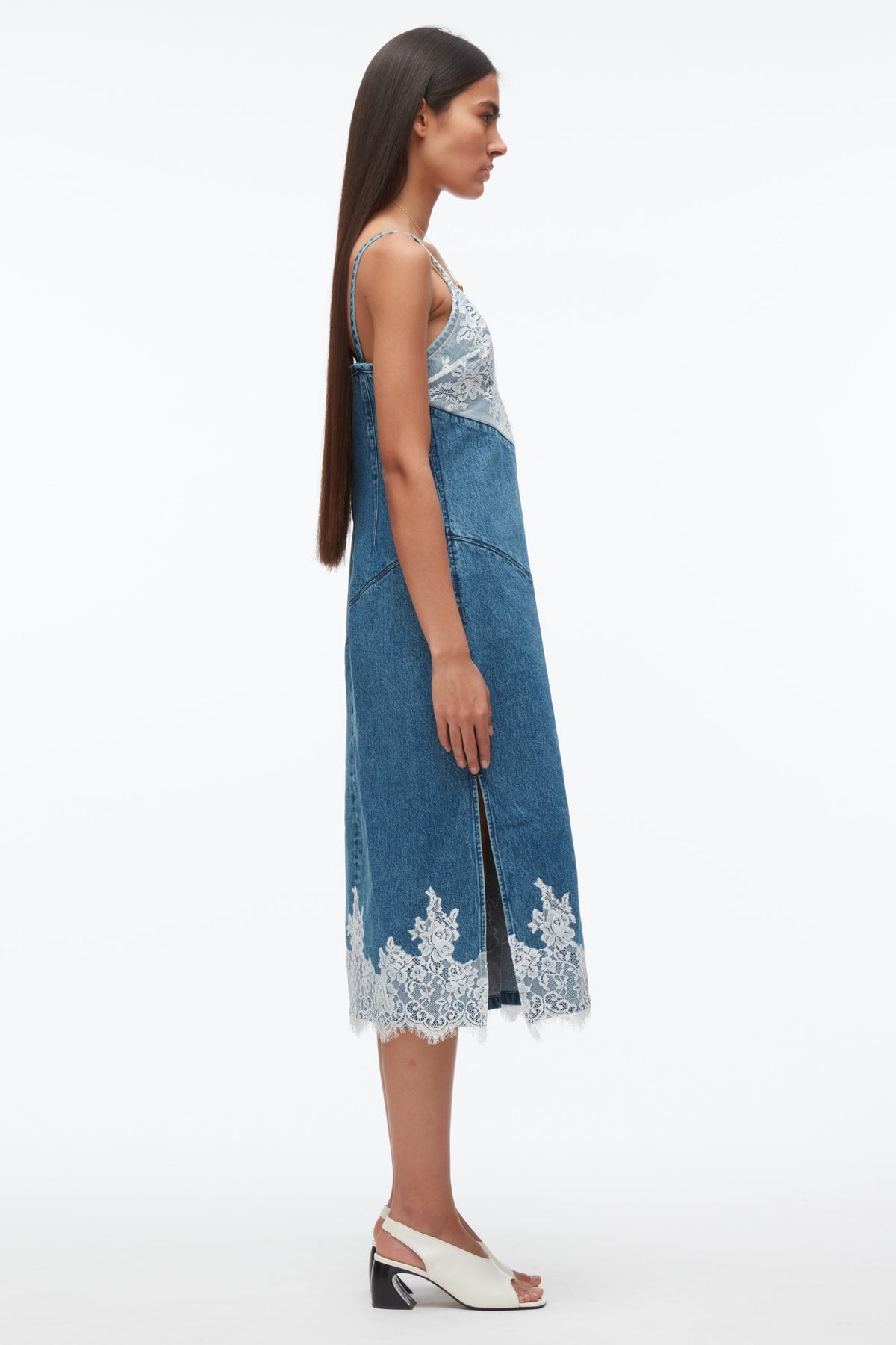 Denim Slip Dress with Lace | Stylish Women's Wear