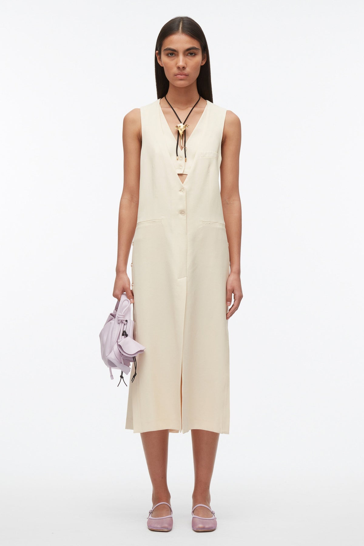 Vest Dress with Set in Bra - Champagne