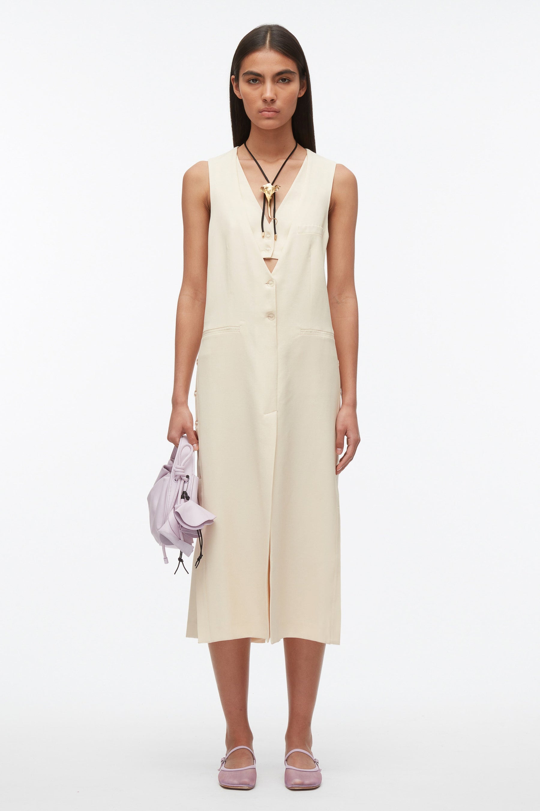 Vest Dress with Set in Bra - Champagne