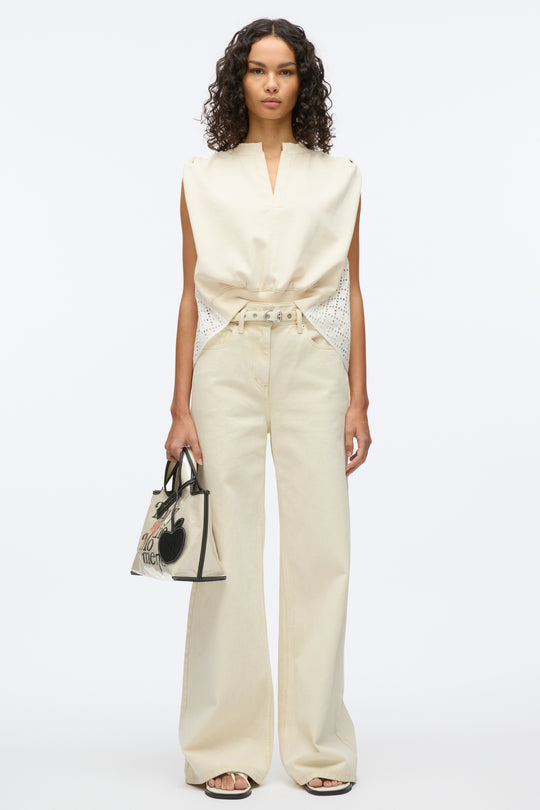 French Terry Top with Broiderie Anglaise Combo