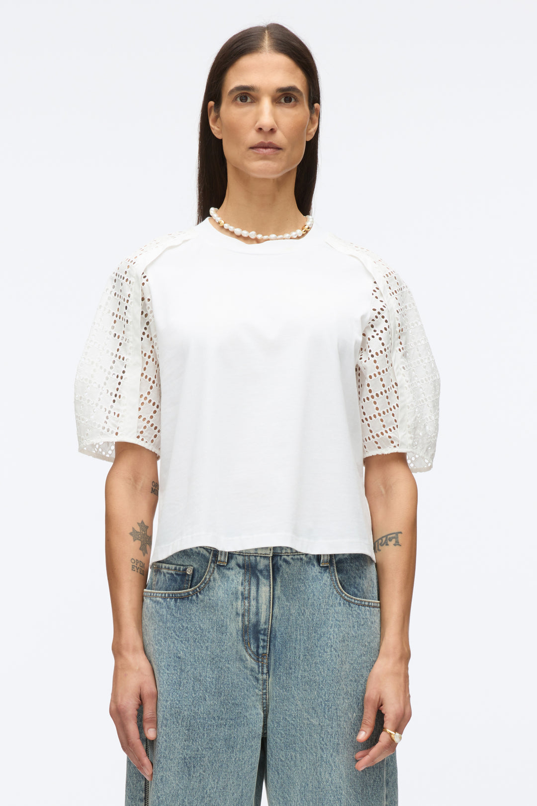 Broderie Anglaise Combo Tee
