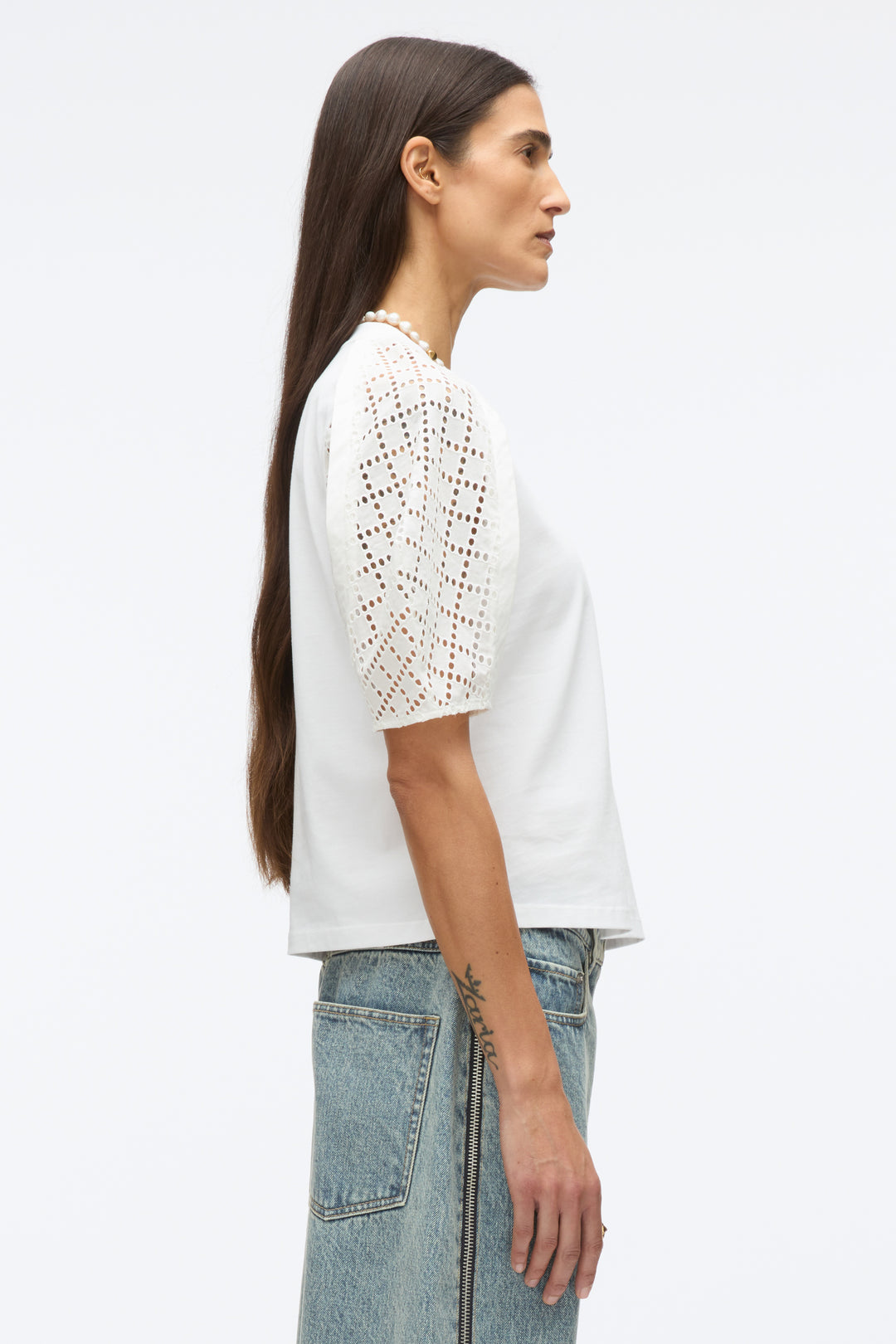 Broderie Anglaise Combo Tee