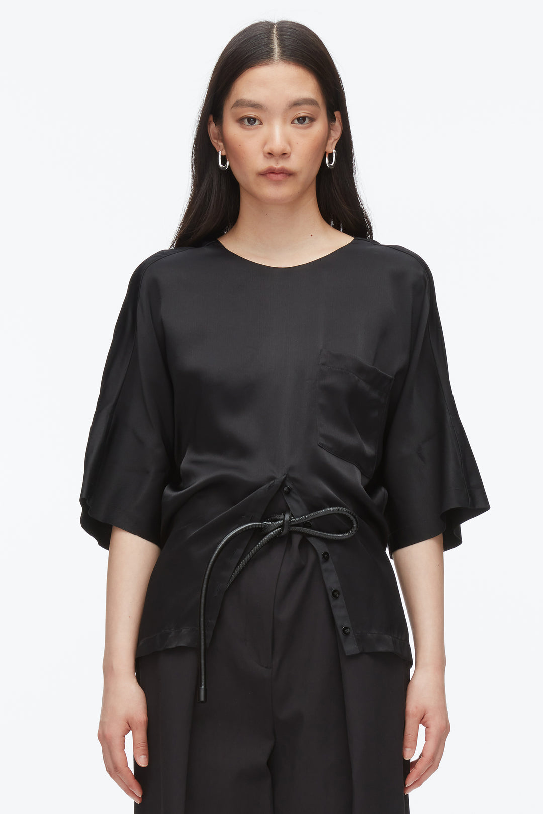 Short Sleeve Top with Button Placket