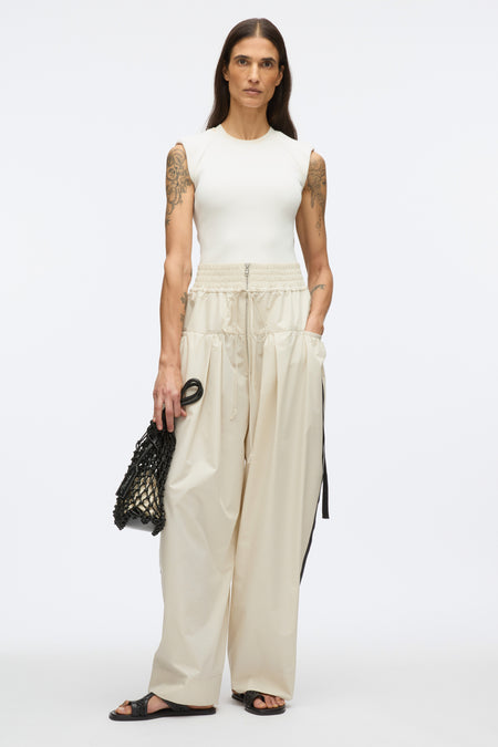 Double Pleat Wide Cropped Pant