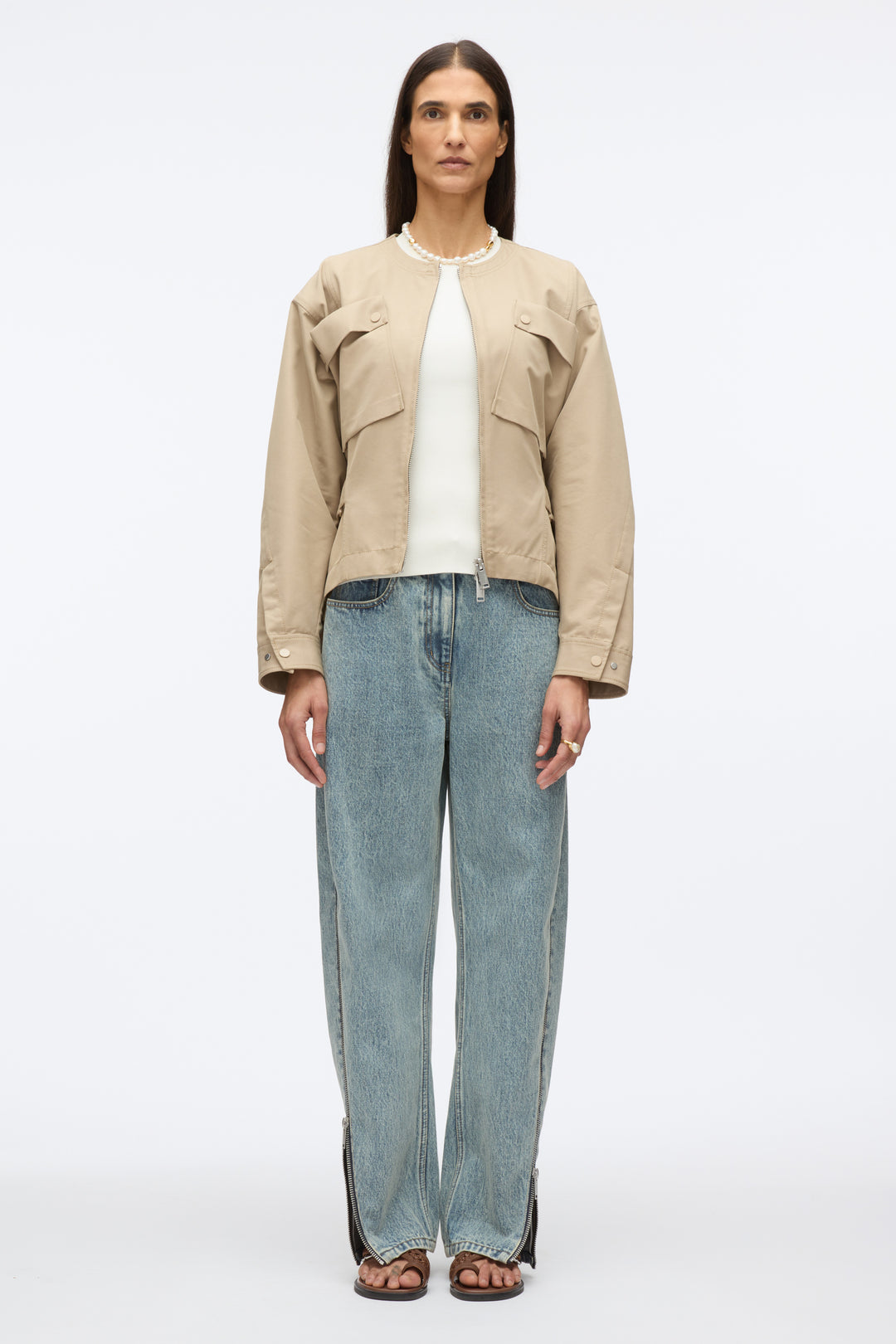 Cargo Jacket with Flounce Hem