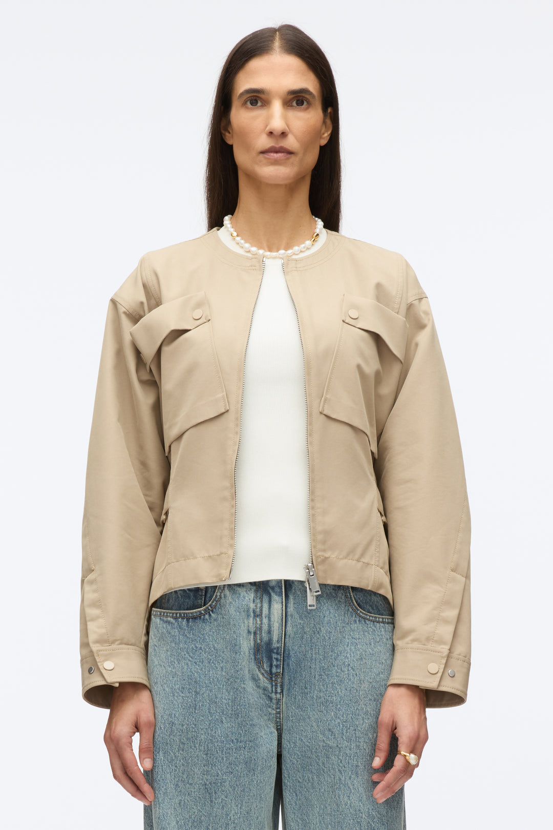 Cargo Jacket with Flounce Hem