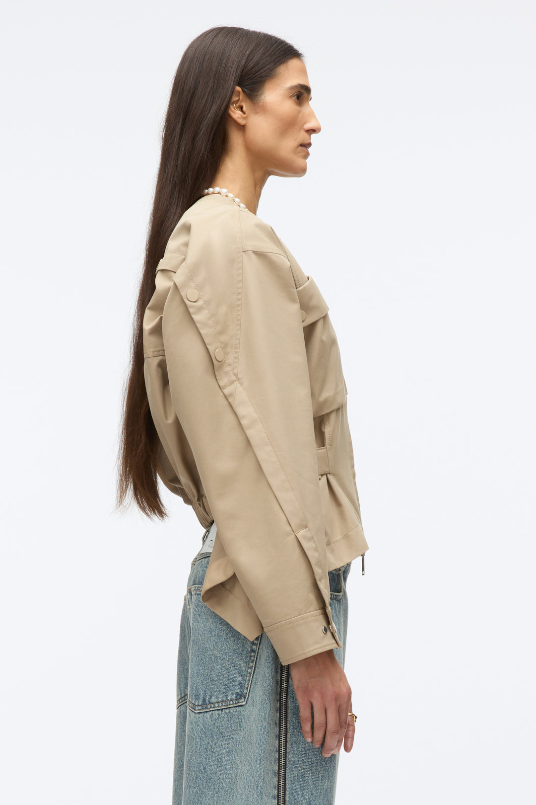 Cargo Jacket with Flounce Hem