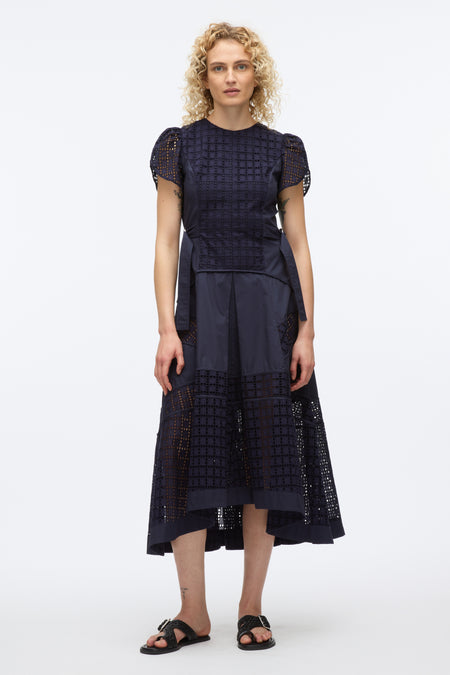 Jacquard Petal Sleeve Midi Dress