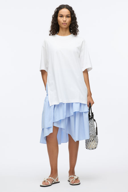Oversized Knit Vest with Poplin Sleeves