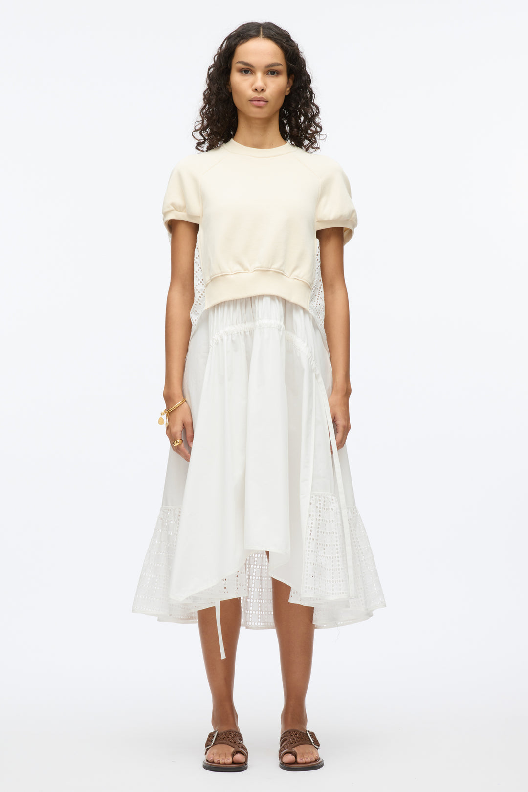 French Terry Dress with Broderie Anglaise