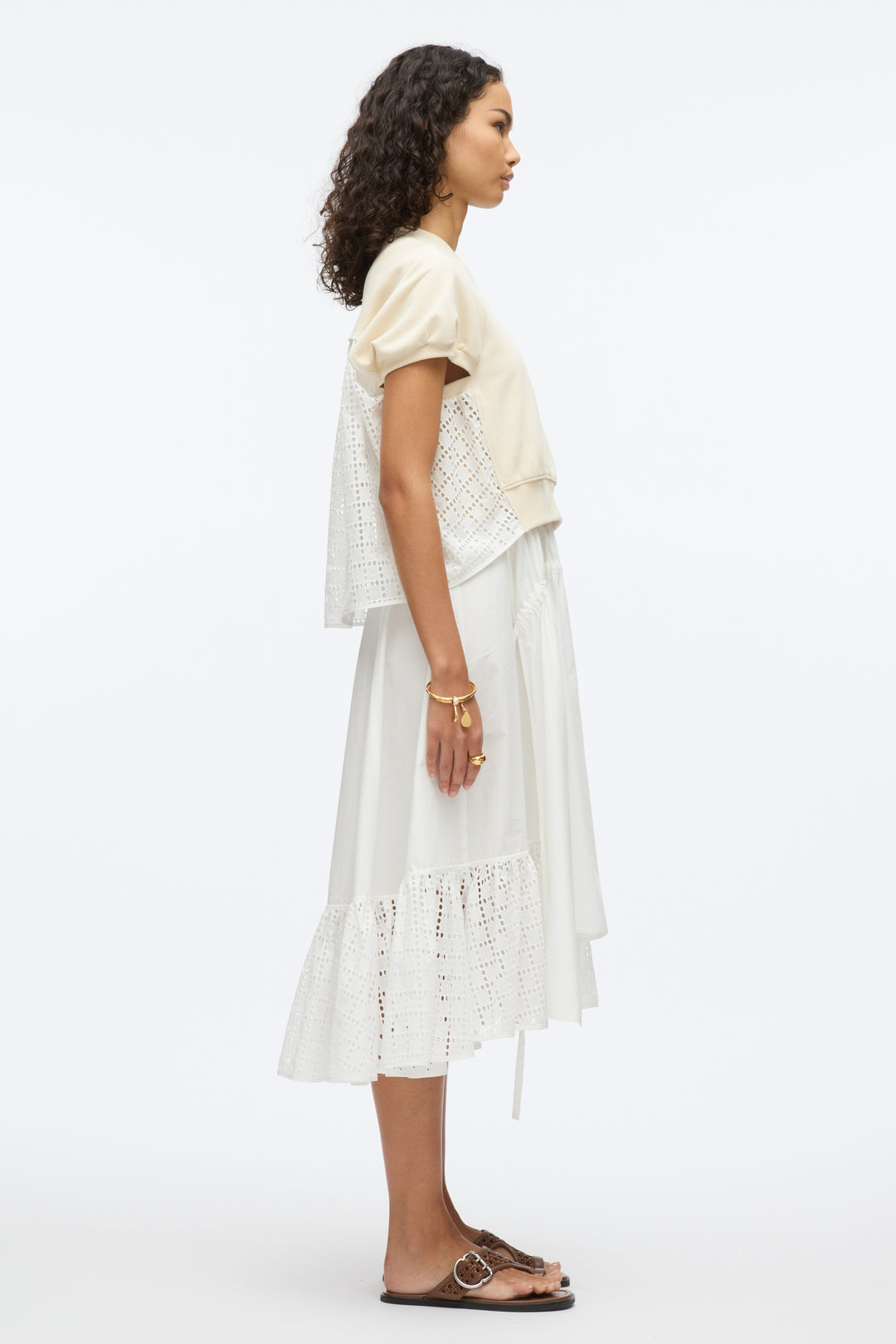 French Terry Dress with Broderie Anglaise
