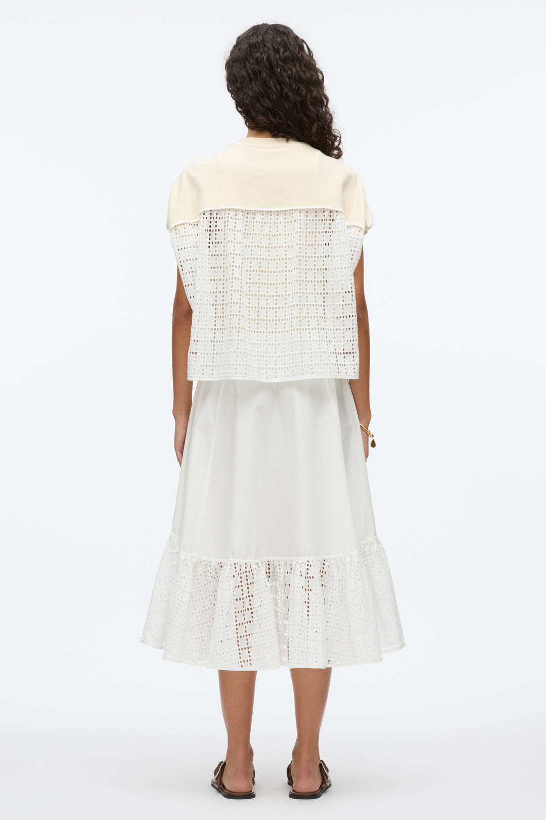 French Terry Dress with Broderie Anglaise