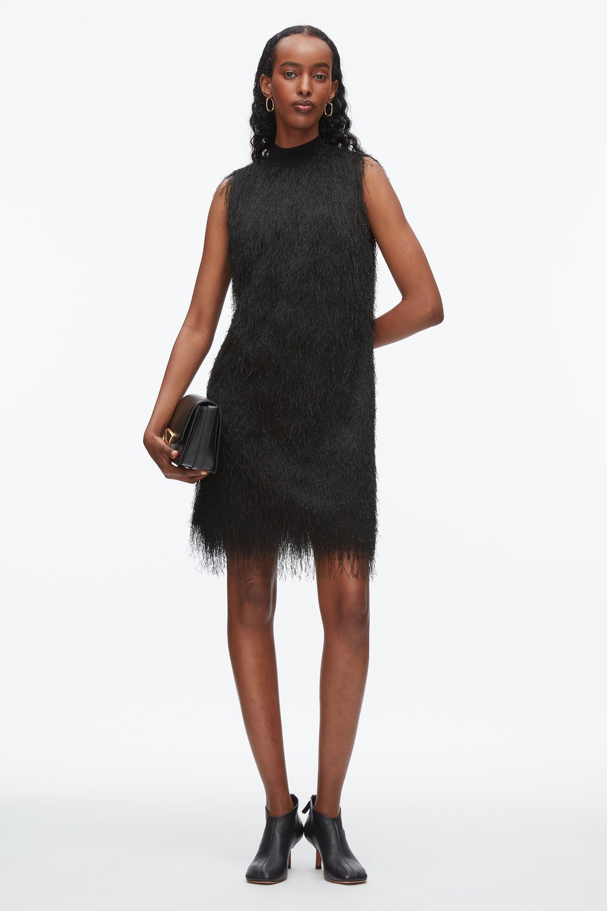 Fringe Mock Neck Shift Dress - 4