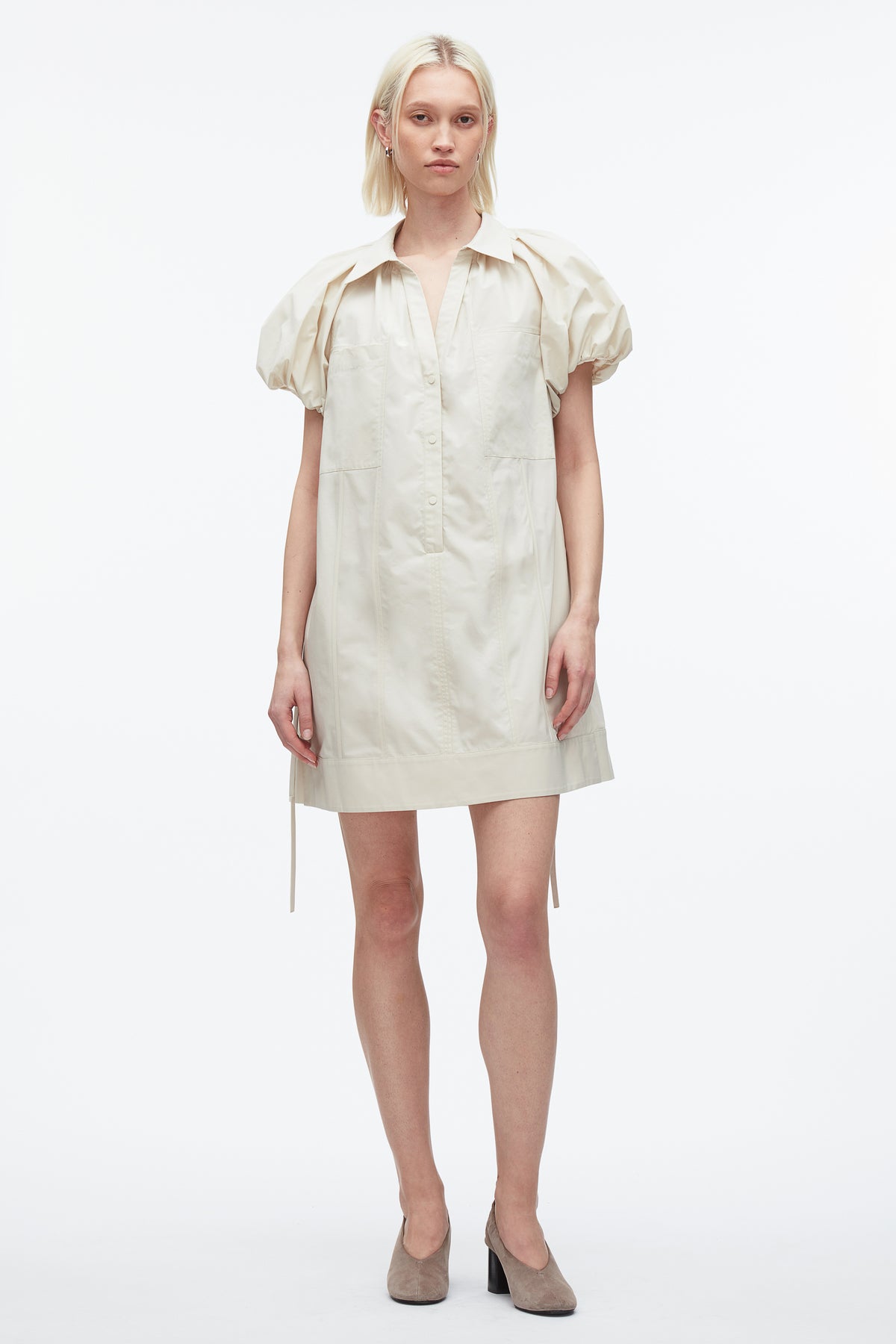 puff sleeve short shirt dress Anne Klein Puff Sleeve Organza Shirtdress
