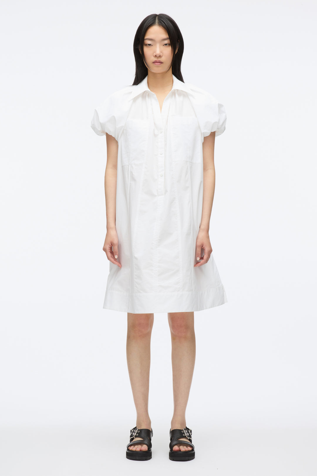Puff Sleeve Short Shirt Dress