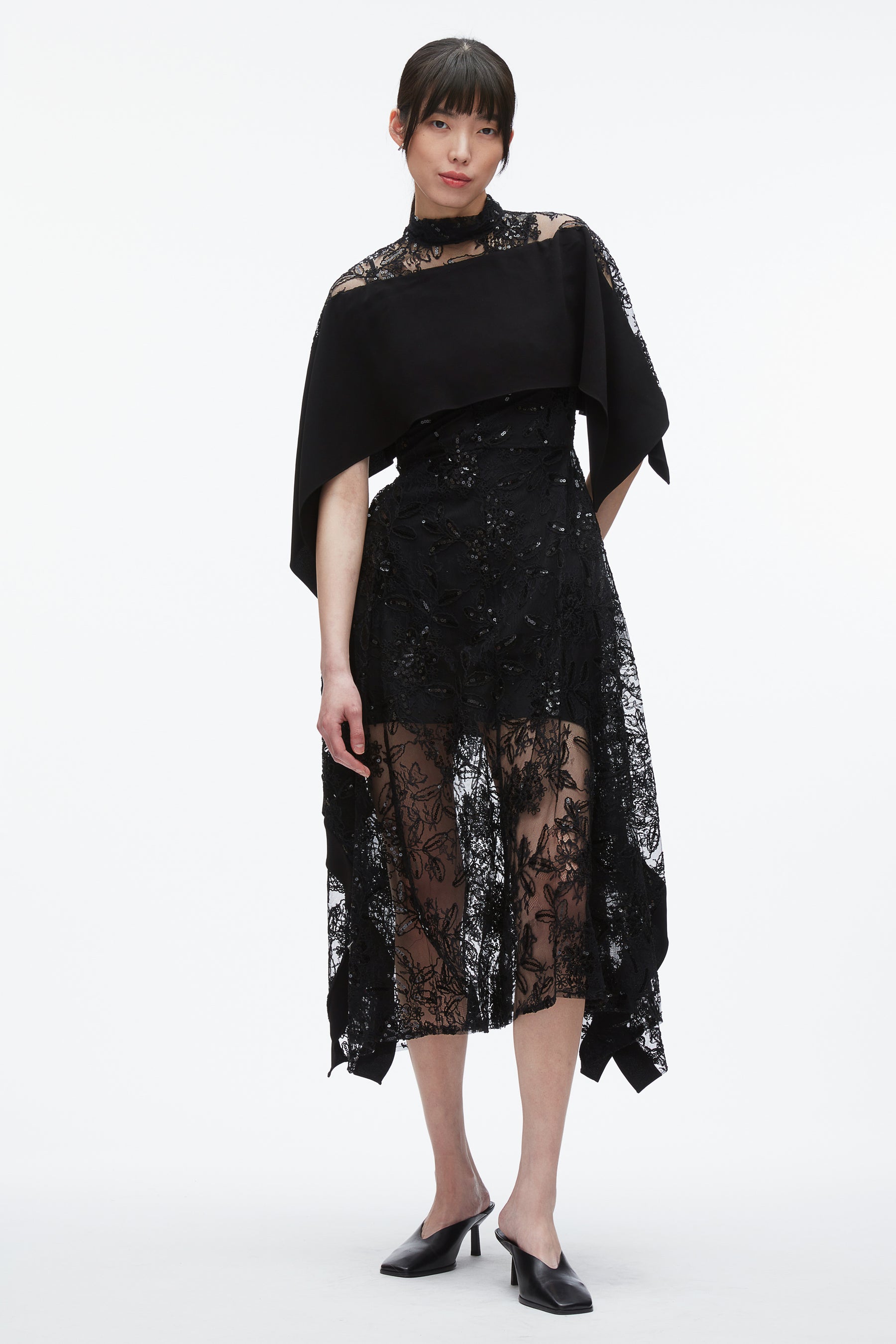 3.1 Philip Lim Sequin Lace Mock NEC - Black - Size 2 - Black Multi 3.1 Philip Lim Sequin Lace Mock NEC - Black - Size 2 - Black Multi