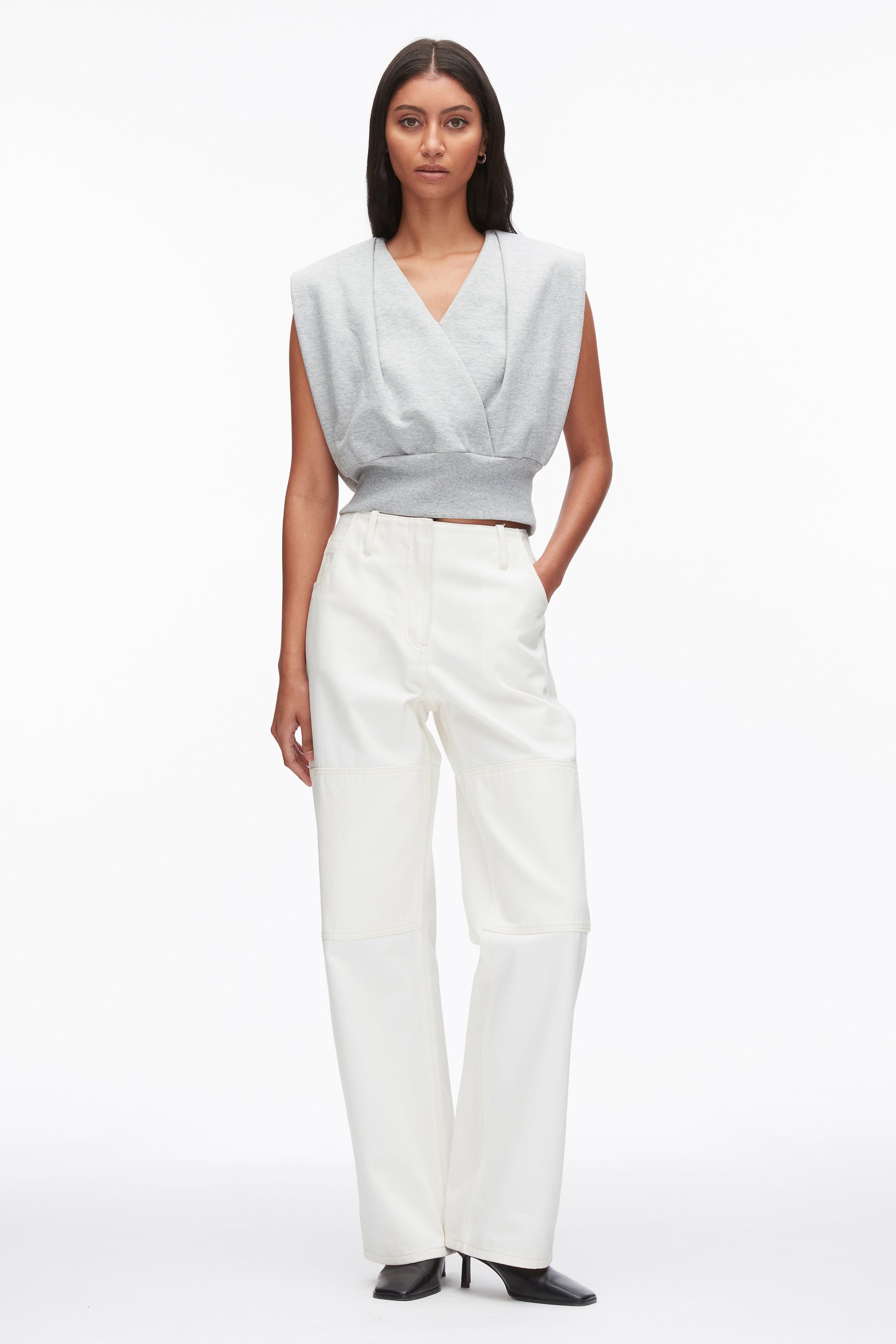 Draped Sleeveless French Terry Top